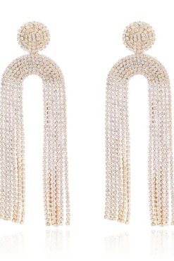 Brincos brancos Rhinestone Drop