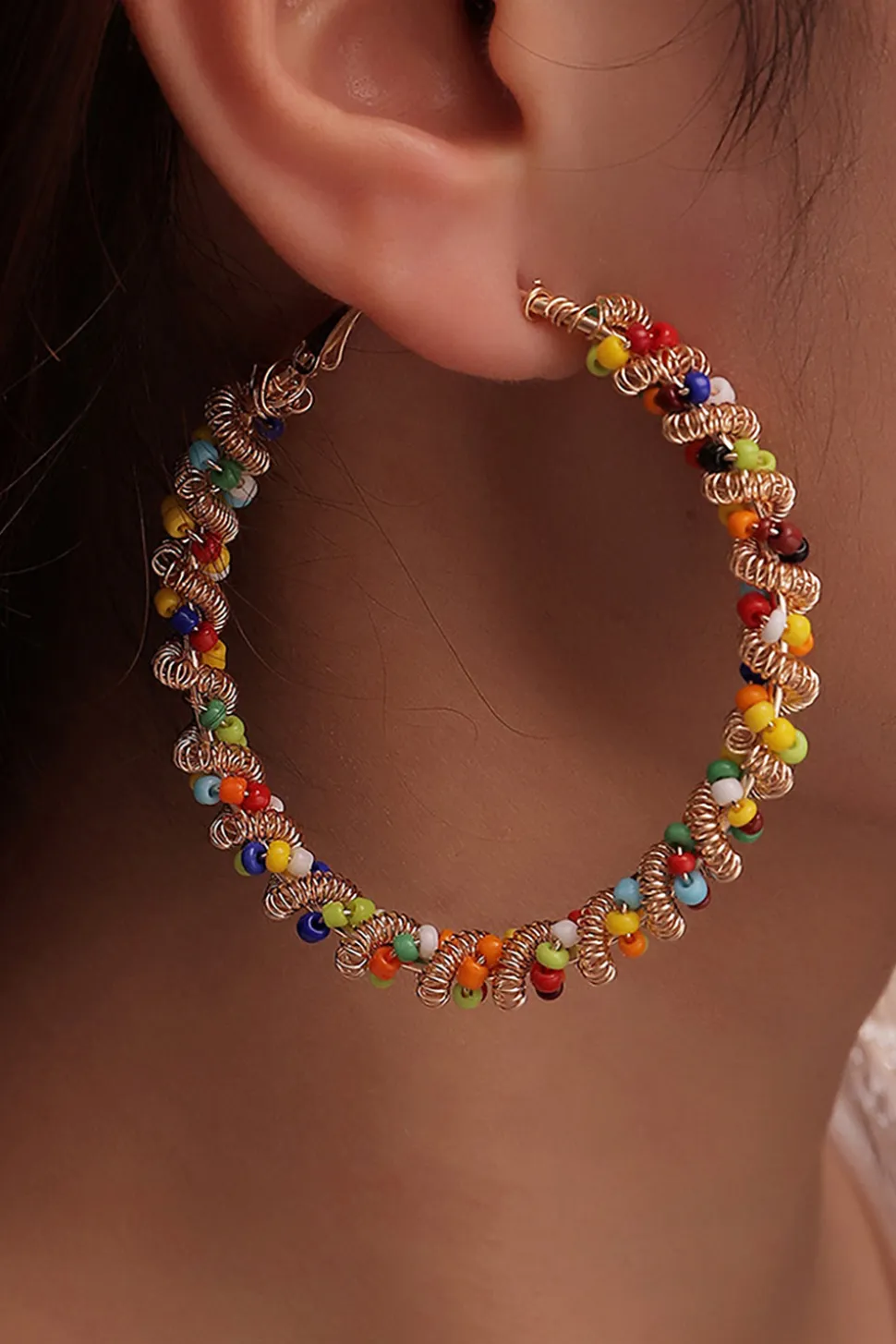 Brincos coloridos loop boho estilo