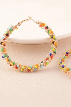 Brincos coloridos loop boho estilo