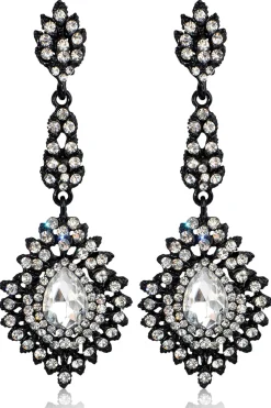 Brincos Dark Green Rhinestone Dangle