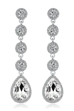 Brincos de casamento de cristal claro branco nupcial
