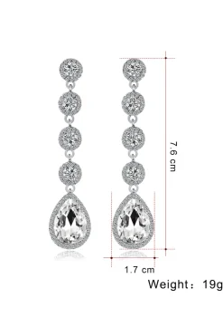 Brincos de casamento de cristal claro branco nupcial