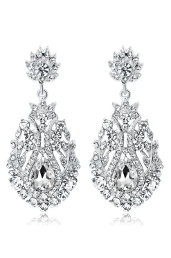 Brincos de casamento nupcial de cristal branco