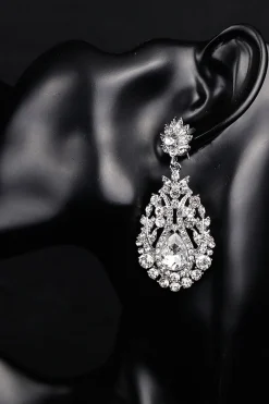 Brincos de casamento nupcial de cristal branco