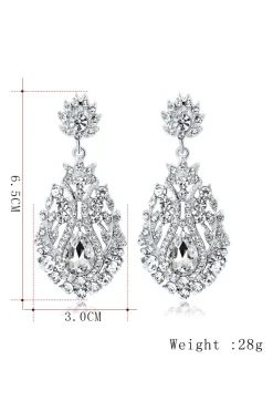 Brincos de casamento nupcial de cristal branco