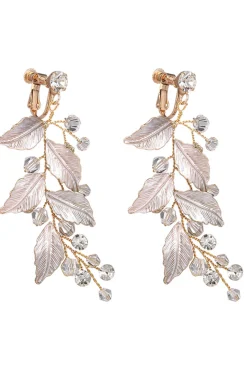 Brincos de gota de folhas douradas