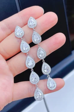 Brincos de prata Rhinestone Drop