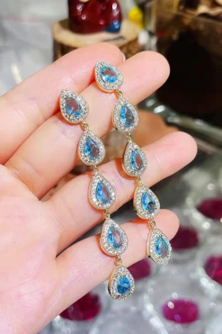 Brincos de prata Rhinestone Drop