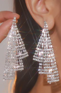 Brincos de prata Rhinestone Drop