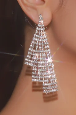 Brincos de prata Rhinestone Drop