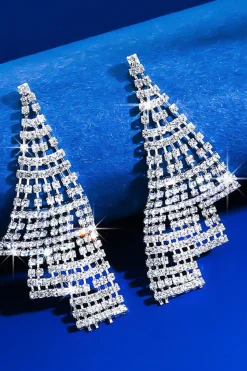 Brincos de prata Rhinestone Drop