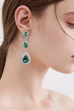 Brincos de strass verde escuro