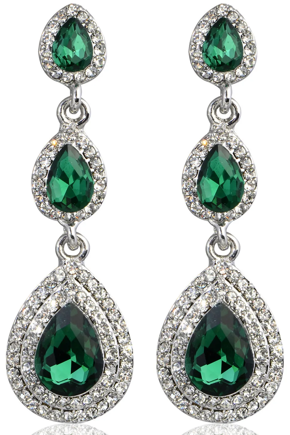 Brincos de strass verde escuro