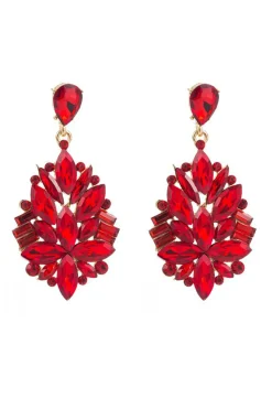 Brincos do Baile Vermelho Rhinestones