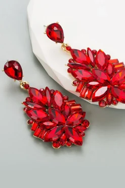 Brincos do Baile Vermelho Rhinestones