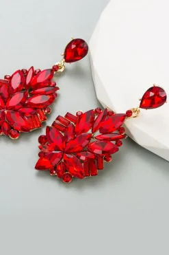 Brincos do Baile Vermelho Rhinestones