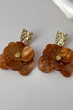 Brincos em forma de flor acrílica verde