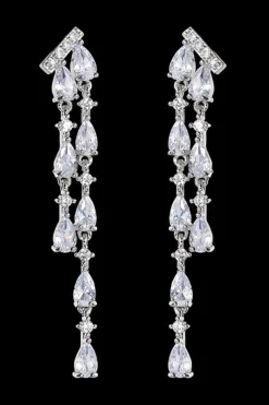 Brincos longos de strass rosa