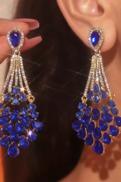 Brincos Royal Blue Rhinestone Stud