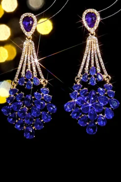 Brincos Royal Blue Rhinestone Stud