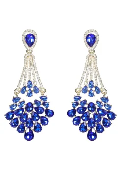 Brincos Royal Blue Rhinestone Stud