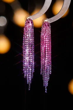 Brincos Shiny Rhinestone Long Tassel
