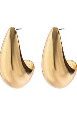 Brincos simples de lágrima de metal dourado