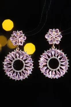 Brincos vermelhos de flores de strass na moda