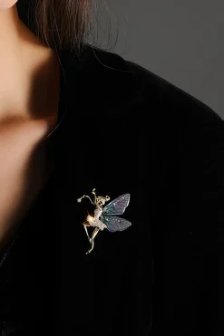 Broche de anjo de asas transparentes