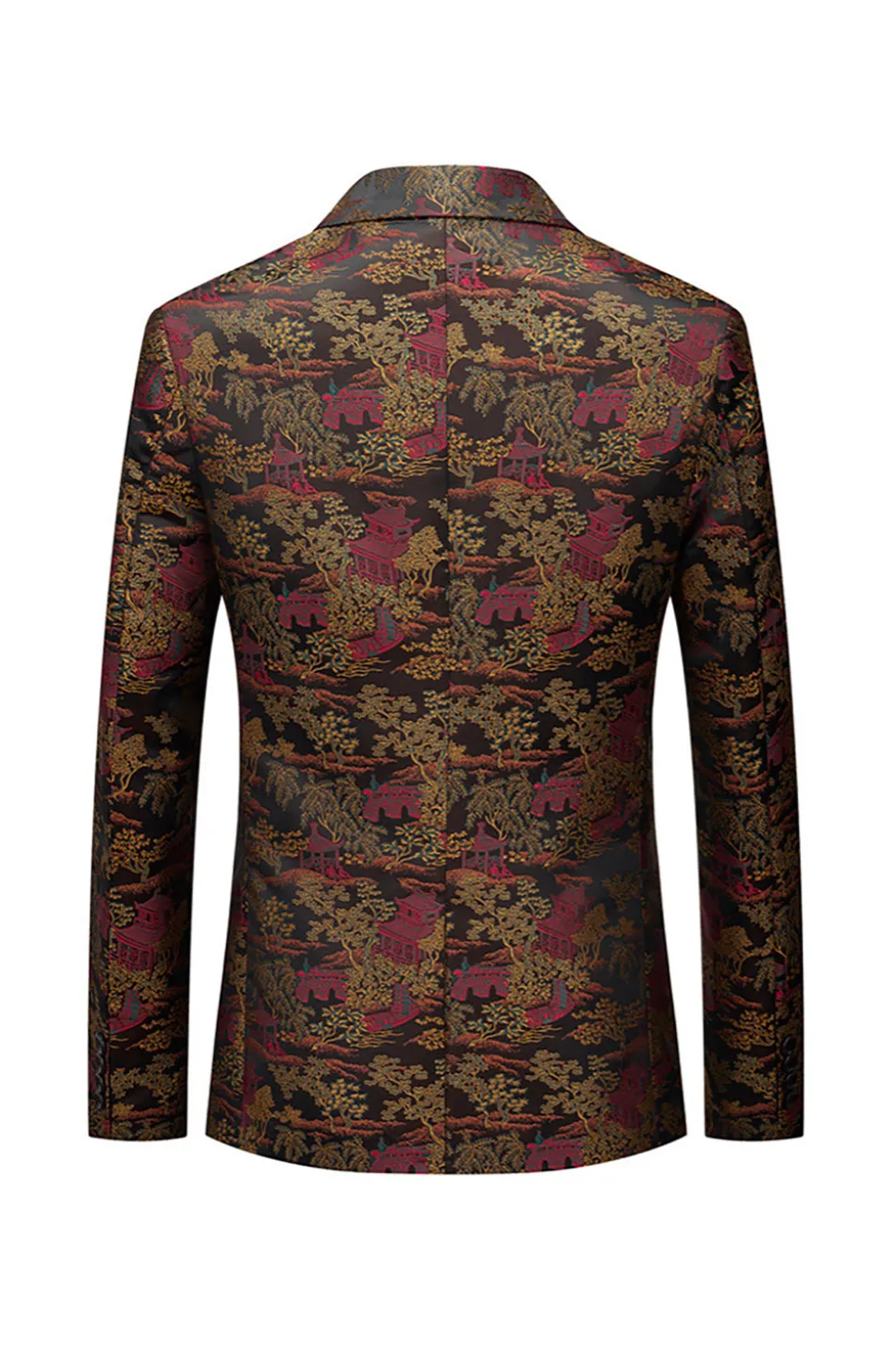 Brown Fit Floral Notched Lapela Blazer Masculino