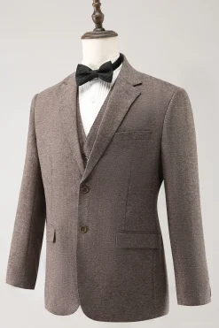 Brown Notched Lapel 3 Piece Single Breasted Men's Prom Suits