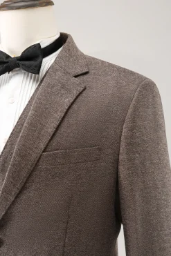Brown Notched Lapel 3 Piece Single Breasted Men's Prom Suits