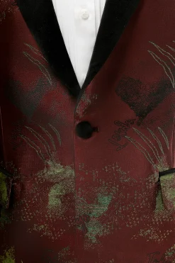 Brown Peak Lapel 2 Peça Jacquard Um Botão Masculino Prom Suits