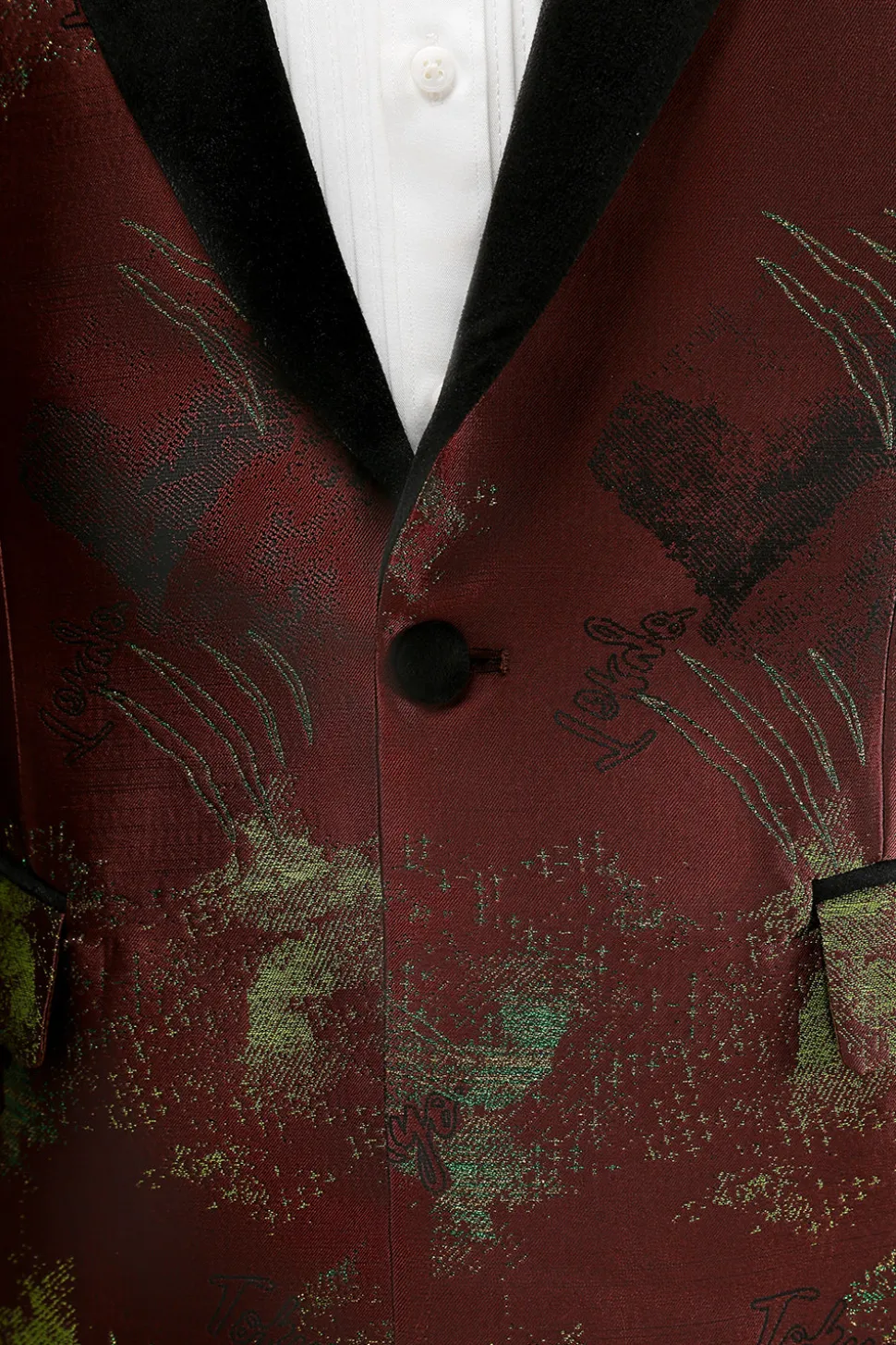Brown Peak Lapel 2 Peça Jacquard Um Botão Masculino Prom Suits