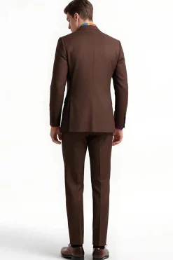 Brown Peak Lapel 2 Peça Single Breasted Ternos Masculinos