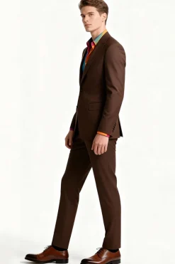 Brown Peak Lapel 2 Peça Single Breasted Ternos Masculinos