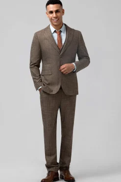 Brown Peak Lapel 3 Peça Single Breasted Homens Prom Ternos
