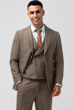 Brown Peak Lapel 3 Peça Single Breasted Homens Prom Ternos