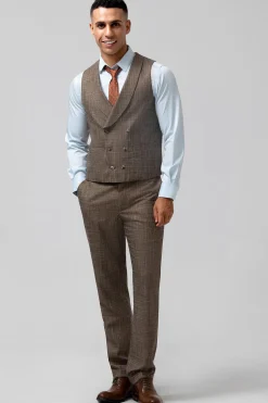 Brown Peak Lapel 3 Peça Single Breasted Homens Prom Ternos
