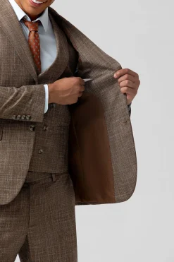 Brown Peak Lapel 3 Peça Single Breasted Homens Prom Ternos