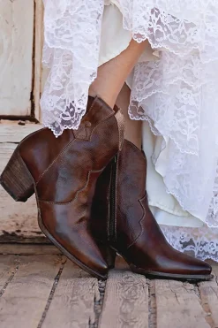 Brown PU Couro Chunky Steels Boho Botas