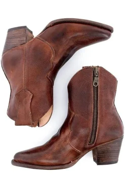 Brown PU Couro Chunky Steels Boho Botas
