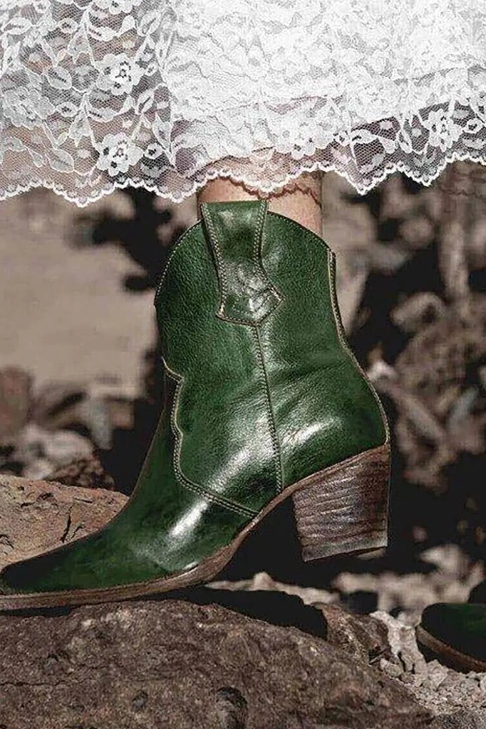 Brown PU Couro Chunky Steels Boho Botas
