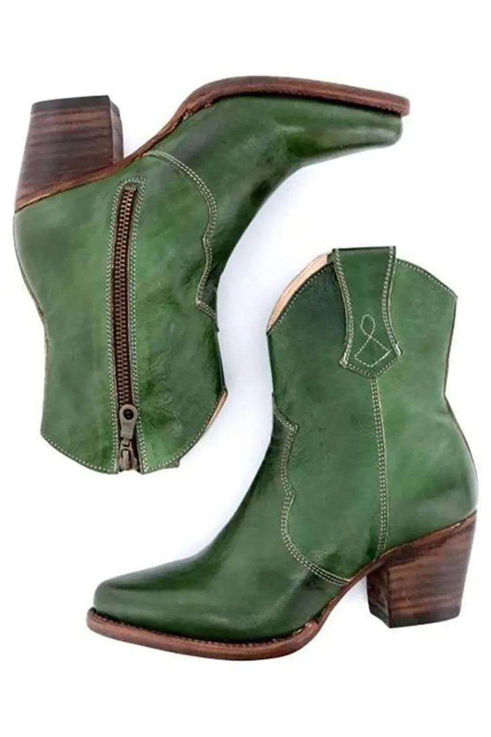 Brown PU Couro Chunky Steels Boho Botas