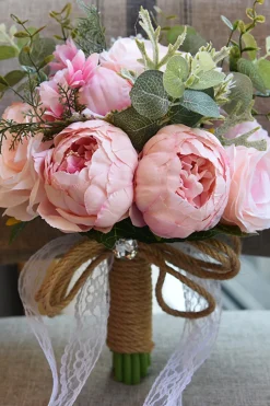 Buquê de casamento artificial rosa
