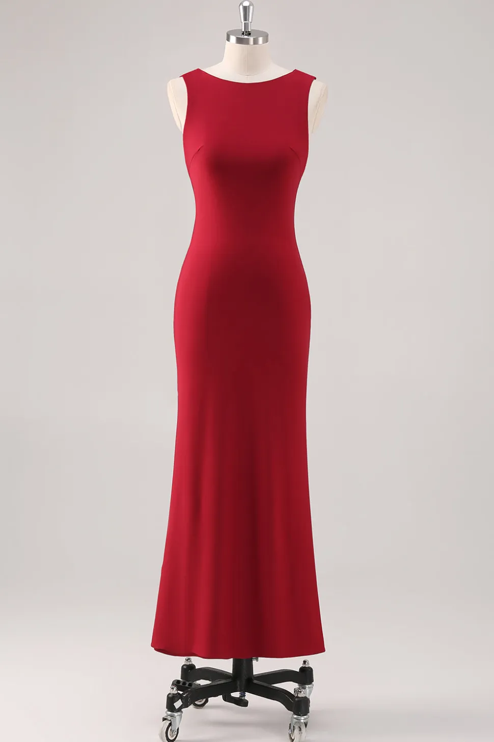 Burgundy Sereia Cetim Vestido Formal