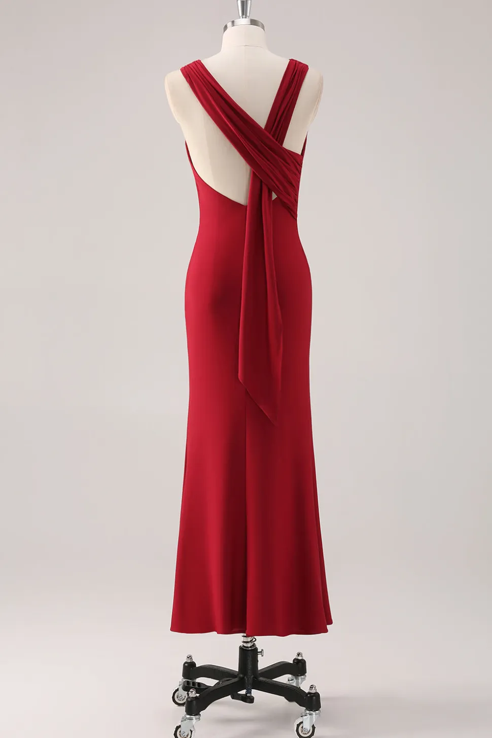 Burgundy Sereia Cetim Vestido Formal