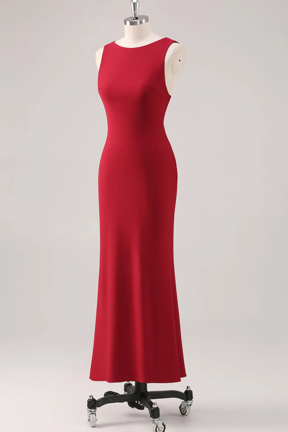 Burgundy Sereia Cetim Vestido Formal