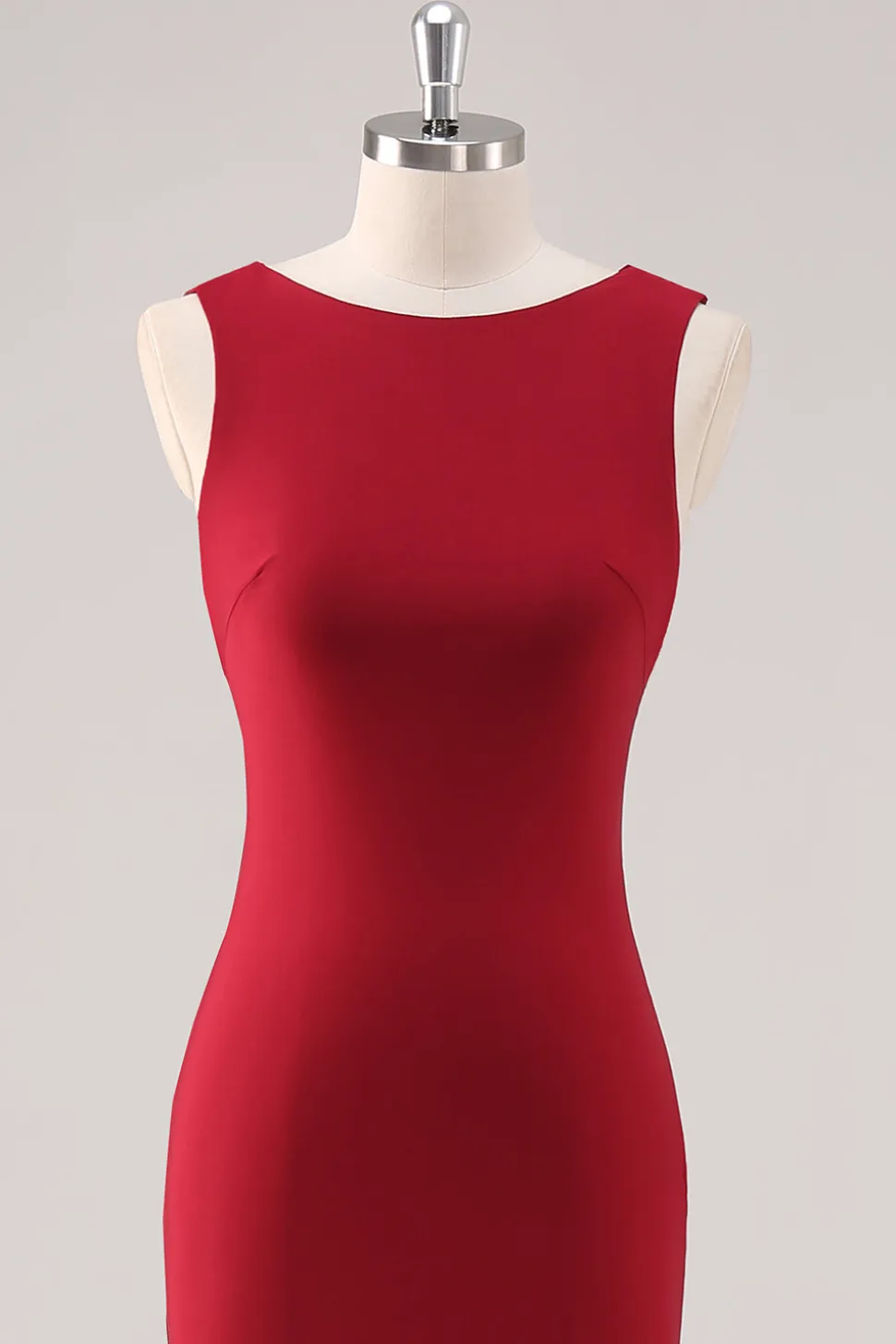 Burgundy Sereia Cetim Vestido Formal
