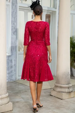Burgundy Sheath Lace Mãe do Vestido de Noiva